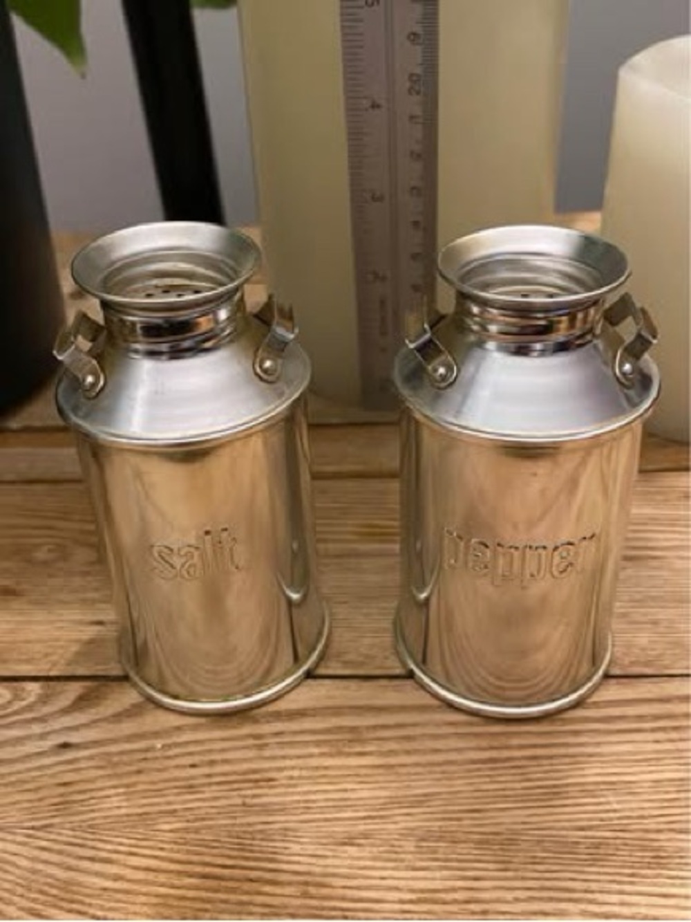 Vintage Aluminum Milk Can Salt and Pepper Shakers Set Made in Japan